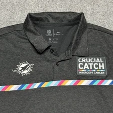 Nike Miami Dolphins Polo Shirt Mens XL Black Crucial Catch Cancer Dri-Fit