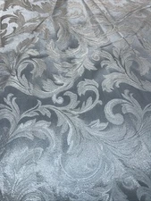 Blue Damask Jacquard Brocade Flower Floral Fabric (110 in.) Sold By The Yard