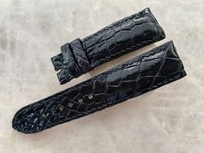 22mm/20mm Black Alligator Crocodile Print Leather Watch Strap Band