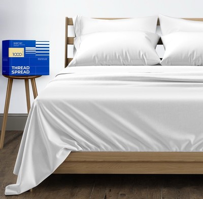 PARADISE THREAD SPREAD Cotton Sheets Cali  King 1000 High Thread Count White -