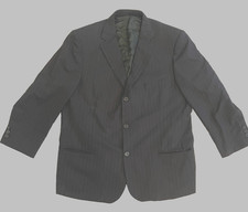 Valentino Uomo Men's Black Pinstripe Wool Suit Jacket Blazer Size 46 Long Italy