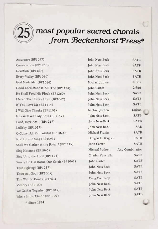 Offertory by John Ness Beck 合唱乐谱 SATB 键盘 1987 — 第 2/4 张图片