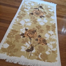 Vintage Cannon Bath Towel Gold Yellow Roses Made in USA 100% Cotton