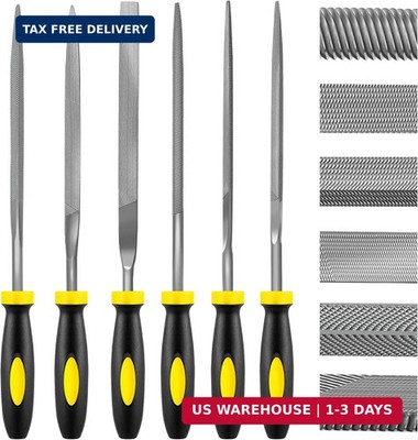 6 Piece Metal Needle File Set 4-inch Carbon Steel Files for Jewelry Metal Wood