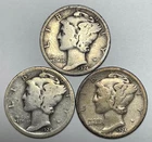 1924, 1924-D and 1924-S 10C Mercury Dimes 90% Silver