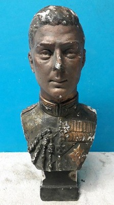 Vintage Gipsbüste von König Georg V1 mit Bronze, Kupfer und schwarzem finnischem C2