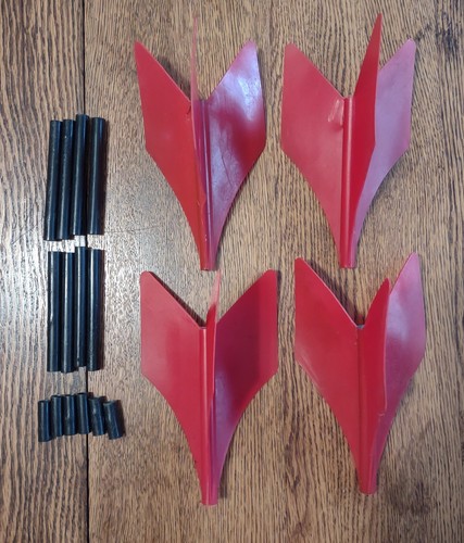 Vintage J A R T S Replacement Parts ONLY Lot 4 Plastic Red Fins Tubes Lawn Game