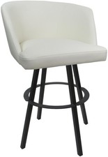 Counter Bar Stool Swivel Metal 26" Seat - Joey - White Vinyl - Gray Frame