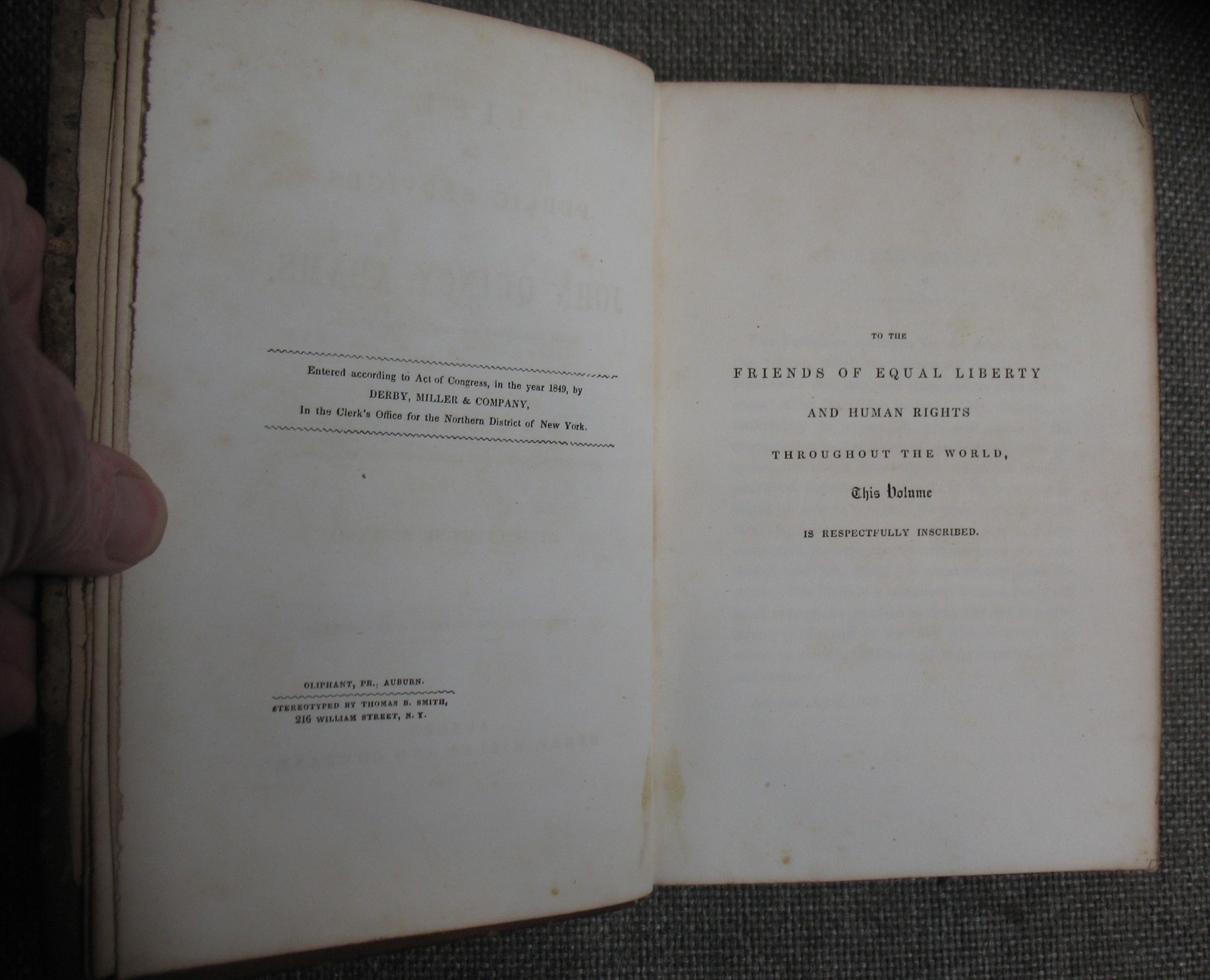 LIFE AND PUBLIC SERVICES OF JOHN QUINCY ADAMS by William Seward Antique 1850 HC