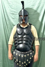 Ancient Roman Gladiator-Inspired Metal Costume with Detailed Helmet– Tariff free