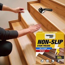24"x4" Clear Non-Slip Stair Treads for Wooden Steps 18-Pack - Self Adhesive...