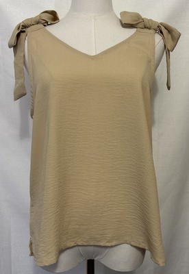 Cece Sleeveless Tan Top With Bows. Women s Small. New. With Tags.