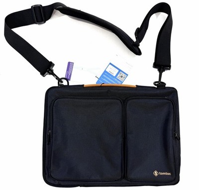 Tomtoc 360 Protective 13'' Laptop Shoulder Bag Black w/ Strap Tech Carry Case