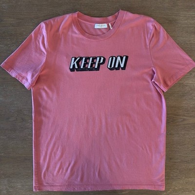 Sandro Paris Women's Phila Crewneck Cotton Tee-Pink-Keep On Dancing-Sz 3/US Lge