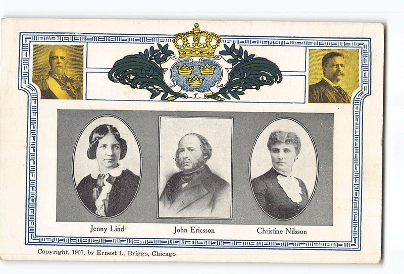 Portraits Of Jenny Lind John Ericsson Christine Nilsson Postcard 1907-1915