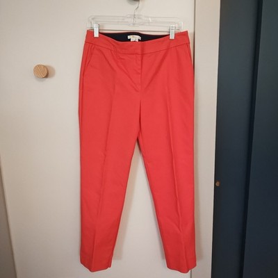 Boden Women's Richmond Stretch Pants Size 8R Bright Melon (Orangered) Slit Ankle