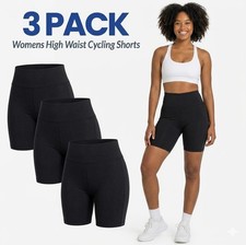 1-3 Pack Womens High Waist Cycling Shorts Gym Yoga Tummy Control Fitness Pants