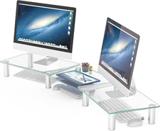 Hemudu Dual Monitor Stand -Adjustable Length and Angle clear
