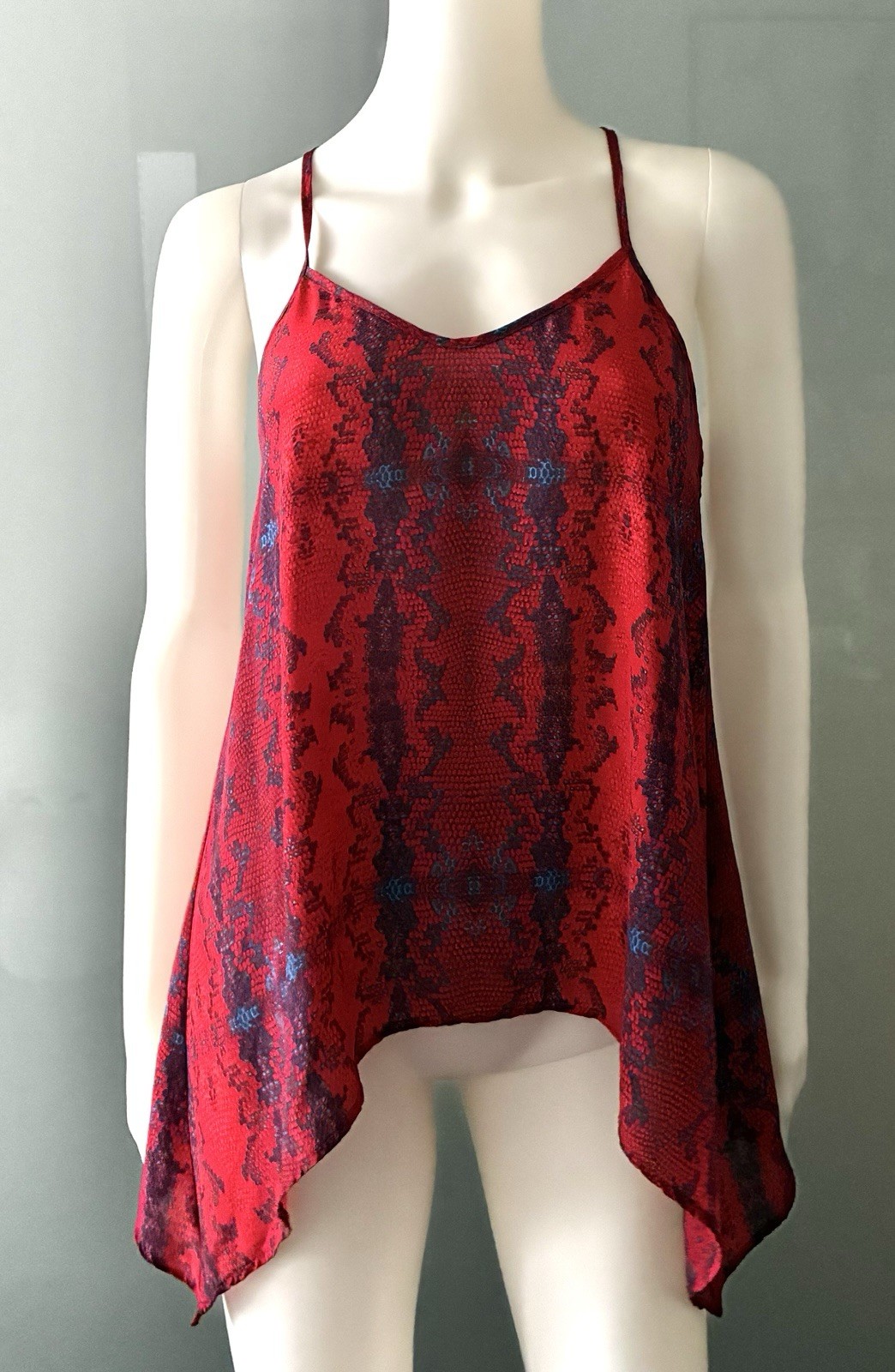 Fifteen Twenty Python Print  Red   Spaghetti Stra… - image 1