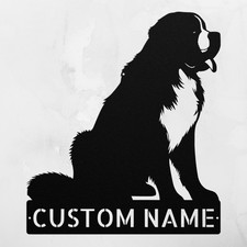 Personalized St Bernard Dog Metal Sign Custom Home Decor Pet Decor Wall Art Gift