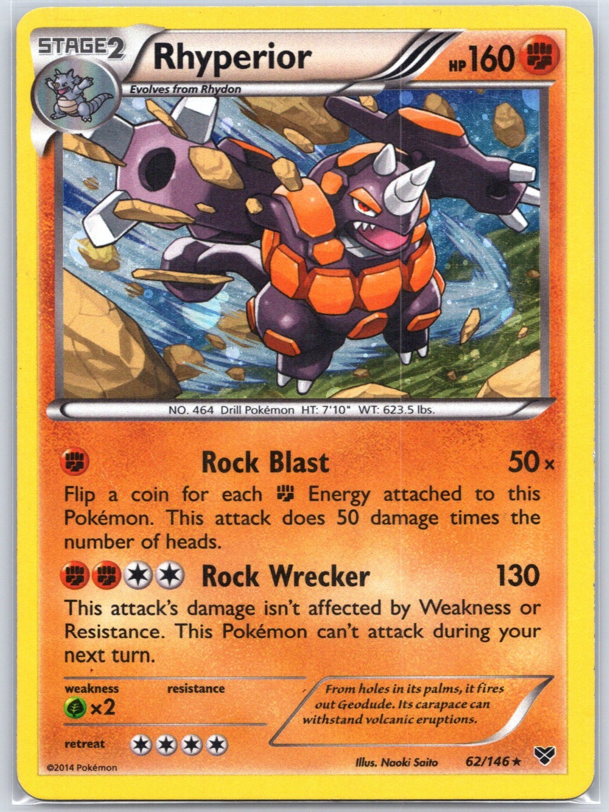 Rhyperior 62/146 Cosmo Holo LP XY 2014 Base Set Pokemon Shipnow