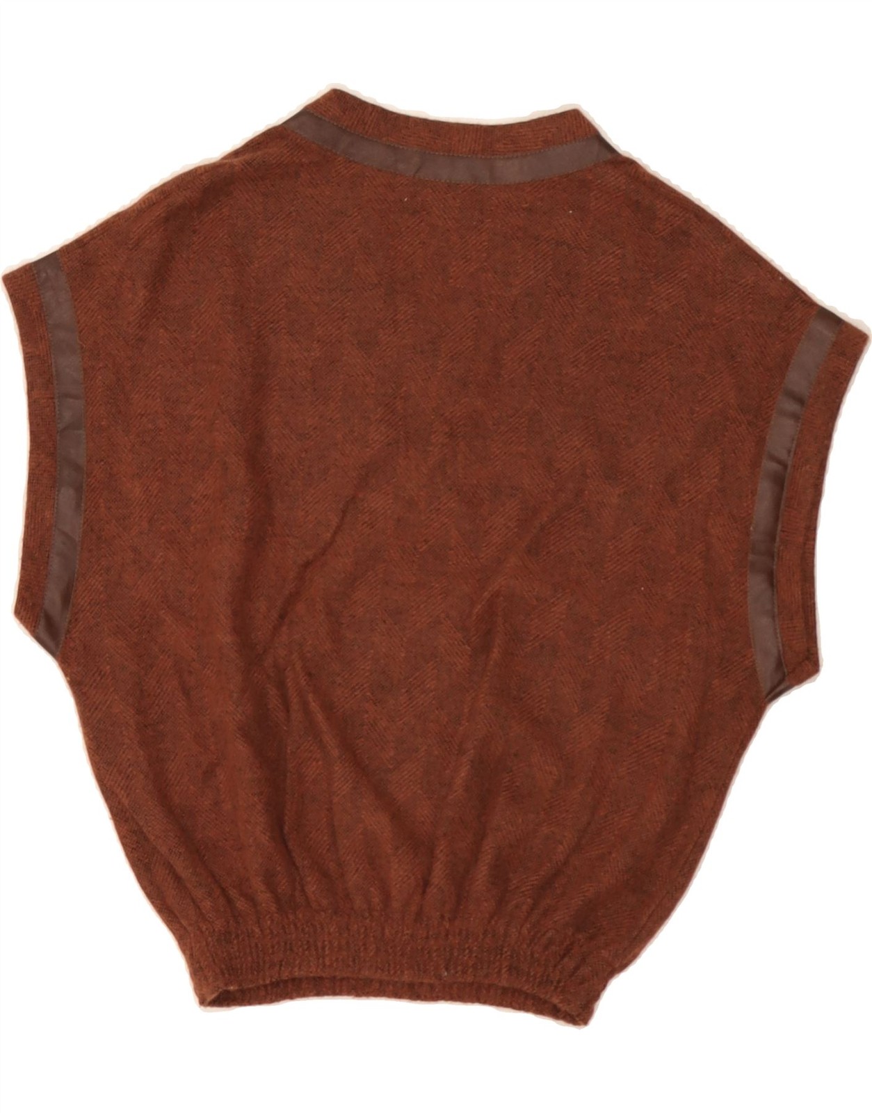 VINTAGE Womens Short Sleeve V-Neck Jumper Sweater IT 44 Medium Brown CT50