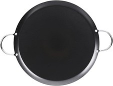 Comal redondo antiadherente de acero al carbono de 11 pulgadas con asas de metal negro