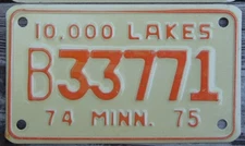 MINNESOTA Vintage 1974 1975 Motorcycle License plate unused MINT  NOS   B33771