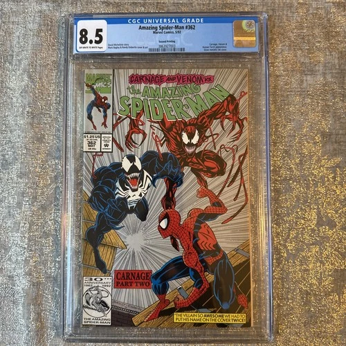 AMAZING SPIDER-MAN #362 CGC 8.5 OW To W Pages   CARNAGE + VENOM 1992