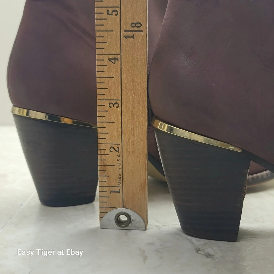 Botines Steve Madden usados en excelente estado para mujer 7,5 ciruela borgoña Wantagh de cuero envejecido con tacón Foto 3 de 4