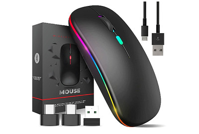 RGB Wireless & Bluetooth Maus - Multi-Device kompatibel, schlank & wiederaufladbar