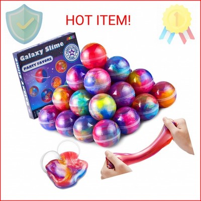 JOYIN Slime Party Favors, 24 Pack Galaxy Slime Ball - Stretchy, Non-Sticky, Mess