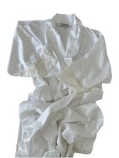 Christian Dior Women's Vintage Robe White with Lace Trim On Sleeves, Size Small