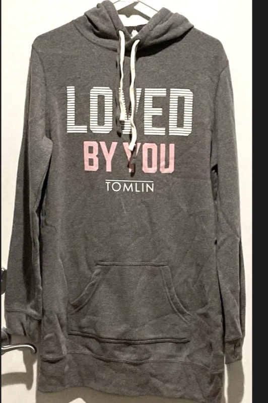 Chris Tomlin Sweatshirt Gray Pink Large Hoodie LOVED BY YOU Song New HTF🎗️ - product detail image 2