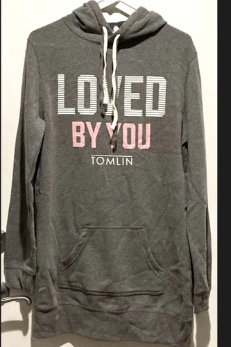 Chris Tomlin Sweatshirt Gray Pink Large Hoodie LOVED BY YOU Song New HTF🎗️ image 2