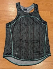 Janji Helio Tech Singlet Tank Top Sea Striped Blue Green - S