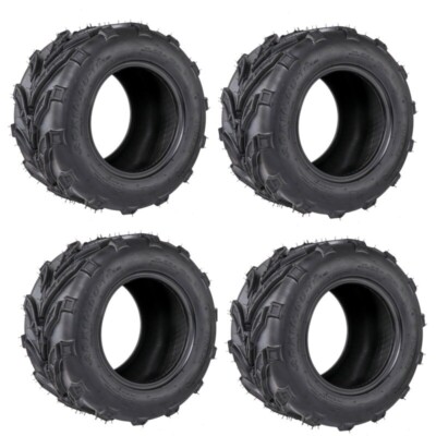 [Set of 4] 10'' Black Steel Golf Cart Wheels & 20x10-10 DOT All Terrain Tires