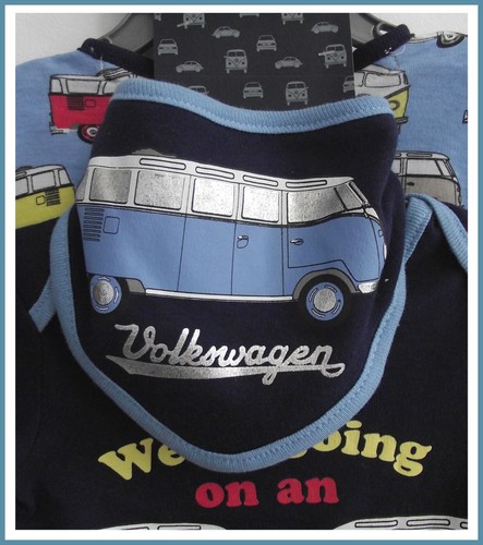 Baby Boys 3 Piece Starter Set Blue VW Volkswagen Campervan Babygrow 0-9 Mths NEW - Picture 11 of 15