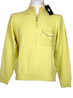 Maglia Pullover uomo COVERI S Cashmere Lana Merinos Giallo Zip