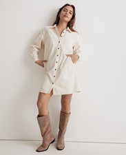NEW MADEWELL WINTER WHITE CORDUROY MINI SHIRTDRESS SHIRT DRESS SZ S SMALL