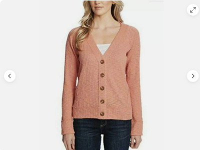 Two By Vince Camuto Womens Button Down Long Sleeve Cardigan(Burnt Orange, S) NWT