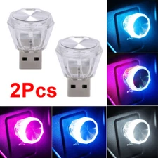 2xUSB LED Mini Car Parts Neon Atmosphere Ambient Bright Lamp Light Accessories