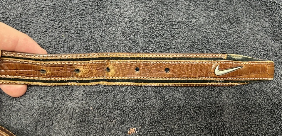 耐克高尔夫男式 40 码? 棕色皮革复古可调腰带 (S7) — 第 4/4 张图片