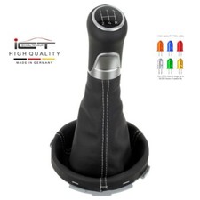 ICT Schaltknauf Schaltsack Leder  für Ford Fiesta MK6 beleuchtet Naht silber B41