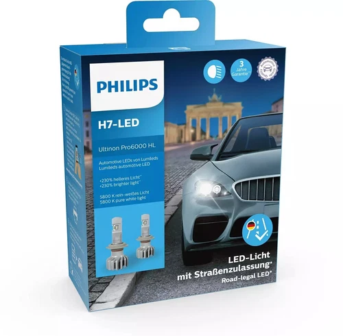 Philips H7-LED Ultinon Pro6000 Headlight Bulb 5800K Road Legal