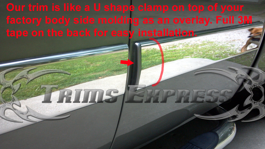 20072008 Silverado Crew Cab Body Side Molding Overlay Trim Cover 4 1/4