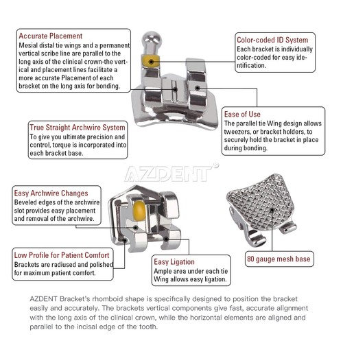 AZDENT Dental Orthodontic Brackets/Niti Arch Wire Round/Rectangular Ovoid/Nature - Picture 19 of 24