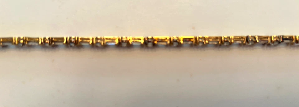 Brazalete Tenis Technibond Oro Amarillo 925 Plata Redondo Piedras Baguette 8" Nuevo Foto 3 de 4