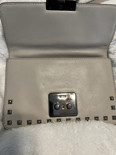 Michael Kors Sloan Studded Gusset Leather Crossbody Bag Grey - Picture 8 of 18