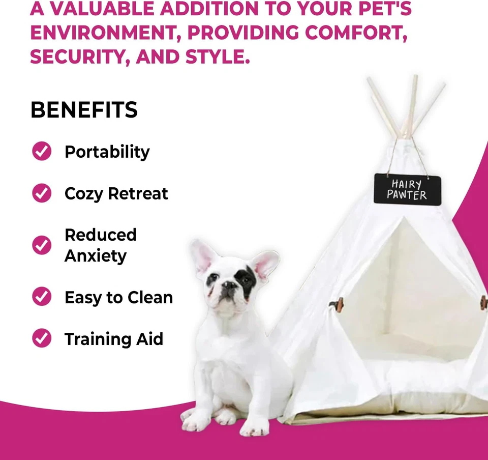 Tipi Mascota con Cojín Suave para Perros, Gatos, Conejos y Cachorros, Portátil Mascota T Foto 2 de 4
